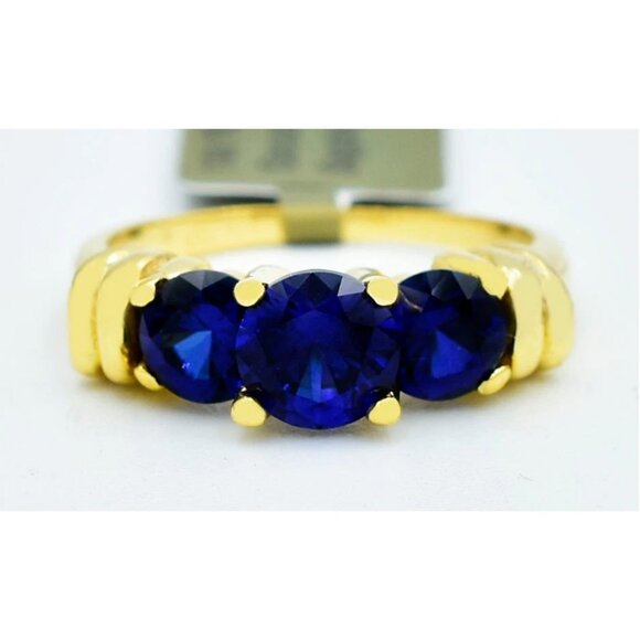 Genuine 2.14 Cts Blue Sapphire Ring 10k Solid Gold - Picture 1 of 5